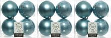 Merkloos Decoris Kerstballen - 12 stuks - IJsblauw - 10 cm diameter - Kunststof