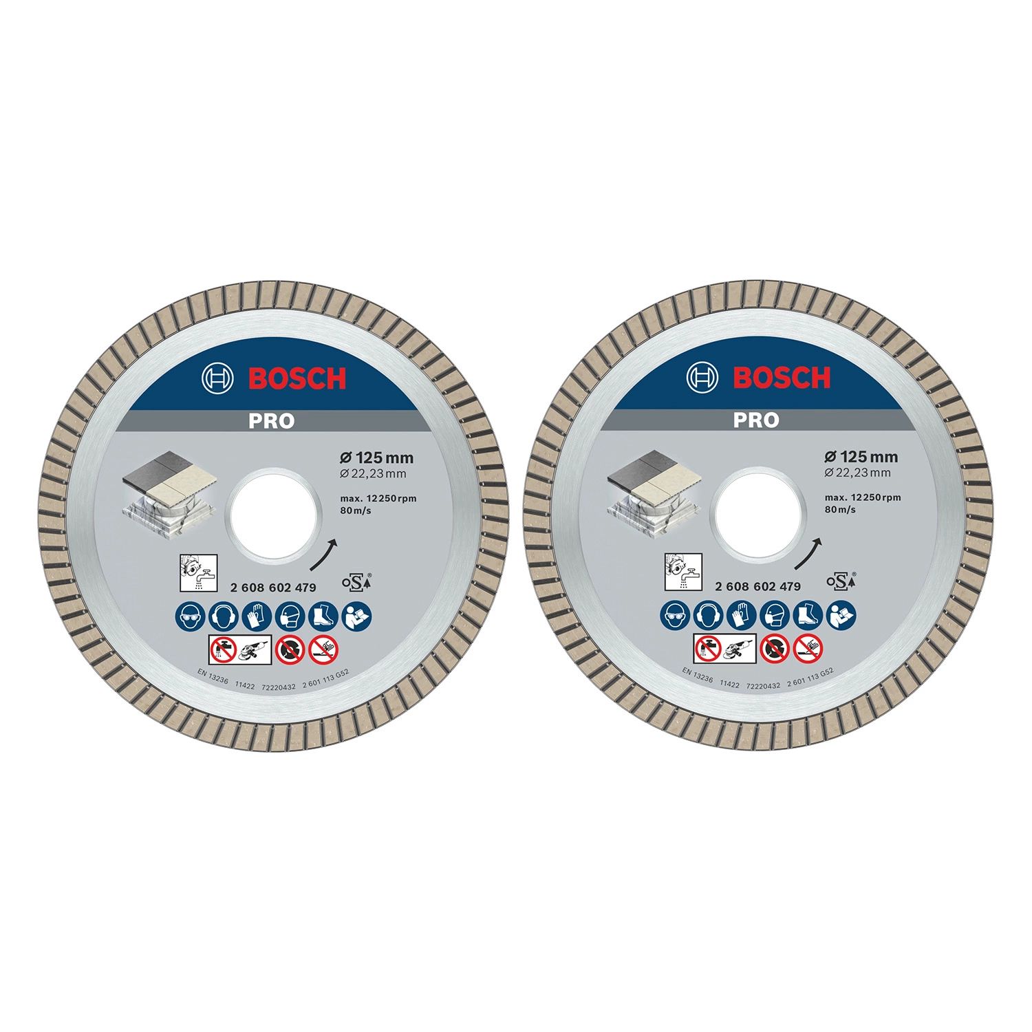 Bosch Accessoires Bosch 2 stuks Diamantdoorslijpschijf Best for Ceramic Extraclean Turbo 125 x 22,23 x 1,4 x 7 mm (Duopack) - 061599766Z