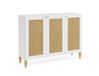 3xE living Commode 128 cm, 3 portes, blanc/lin naturel