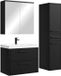 Badplaats Florence 60 cm – Mat Noir – Meuble de salle de bain suspendu avec lavabo, armoire à miroir et armoire latérale