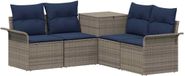vidaXL Bankstel 2 zitplaatsen Grijs en Marineblauw Polyrattan 187,5 x 187,5 x 85 cm