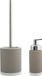MSV brosse à toilettes avec support 38 cm/distributeur de savon set Moods - Céramique/acier inoxydable - taupe/beige