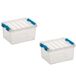 Sunware 5x stuks Q-line boîte de rangement/boîte de rangement - 2 litres - 20 x 15 x 10 cm - plastique - boîte de rangement - transparent/bleu