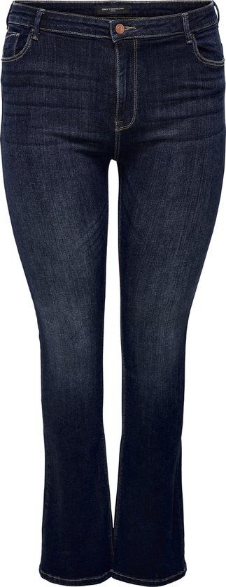 ONLY CARSALLY Flared Jeans - Dark Blue Denim - Women's Plus Size