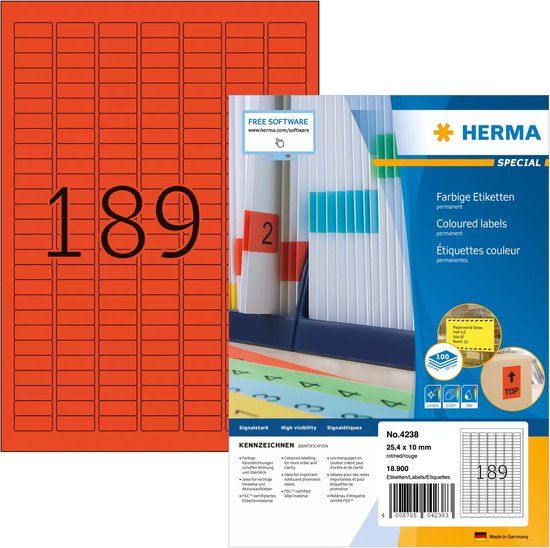 Herma universele etiketten special 25-4x10mm rood