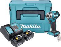 Makita DTD 173 STJ accu slagmoersleutel 18 V 180 Nm 1/4" borstelloos + 2x oplaadbare accu 5.0 Ah + lader + Makpac