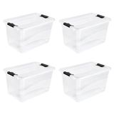 keeeper Opbergbak cornelia met deksel en clipsluiting, 59,5 x 39,5 x 34 cm, 52 l, doorzichtig, 4 stuks