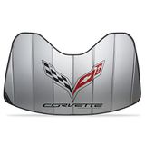 West Coast Corvette 27170300 C7 Corvette Stingray Logo Accordeon Stijl Zonnescherm, Geïsoleerde Plain Zilver