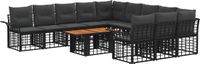 vidaXL Tuinbank - Set - 12-delig - Zwart en Donkergrijs - Polyrattan