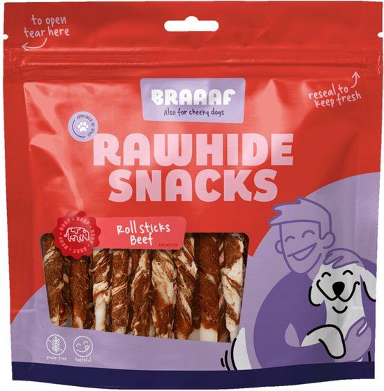 Braaaf 10x Rol Sticks 12 cm Vlees met Vis 250 gr