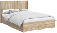vidaXL Bedframe met opbergruimte en hoofdbord Sonoma Eiken