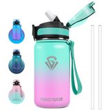 Grsta Thermosfles, 500 ml, kinderdrinkfles met rietje, BPA-vrij, 18/8 roestvrij staal, lekvrij, voor school, sport, camping, fitnessstudio, fietsen