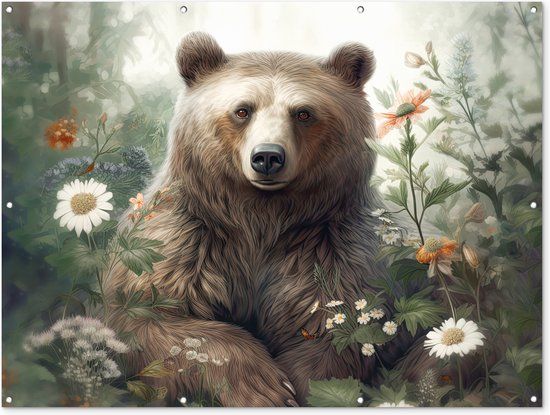 GreatGardenPosters Buitenposter Bruine beer - 160x120 cm - Tuindoek