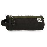 Pepe Jeans Luca pennenetui, rond, zwart, 23 x 9 x 9 cm, polyester, Blanco Y Gris, rond etui