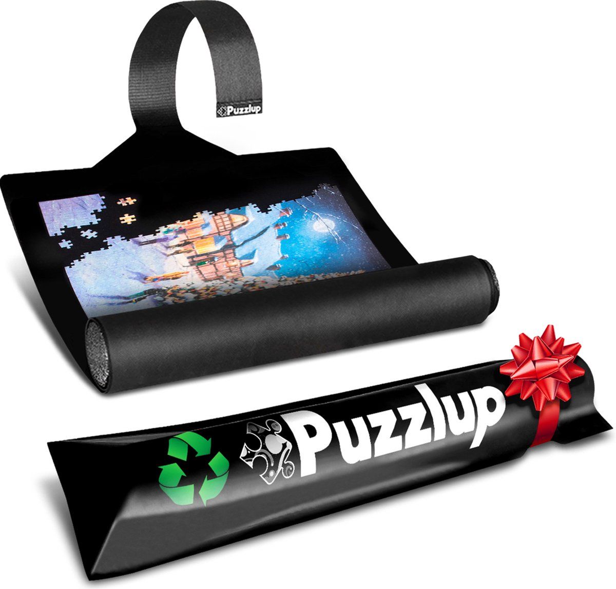 Puzzlup 1500 Puzzelmat - XL formaat - Neopreen - Zelfsluitend en Antislip - Portapuzzle - Zwart - ECO-verpakking - 66x120 cm