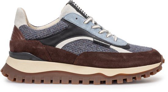 Floris van Bommel SFM-10156 De Grommer Lage Sneakers Heren Suède Breed Grij/Combi