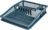 Urban Living Afwas afdruiprek met lekbak - petrol blauw - kunststof - 38 x 31 x 8 cm