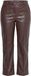 Ulla Popken - Dames - Broek leren look biesjes rechte pijpen - Bruin - Maat 60