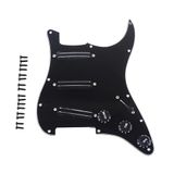 Musiclily 11-gaats SSS Loaded Pickguard met microfoons Dual Hot Rail High Output Set voor Fender Squier Strat elektrische gitaar, 3-laags, zwart