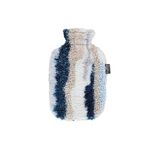 fashy Warmwaterkruik met fleece-overtrek in mamorlook, blauw, 2,0 l