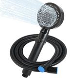 CRESZZLE Douchekop met slang 1,5 m - 6 straalsoorten waterbesparend, handdouche met houder, douchekop met slang, douchekop douche, douchekop (zwart)