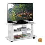 Relaxdays Merkloos TV kast op wielen - 45 x 80 x 40 cm - 2 open vakken - wit
