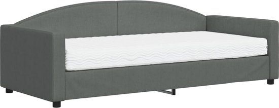 vidaXL Slaapbank met matras 90x200 cm stof donkergrijs