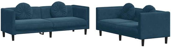 VidaXL 2-delige Loungeset met kussens fluweel blauw