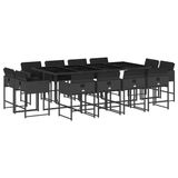 vidaXL 13-delige Tuinset met kussens, zwart, van polyrotan