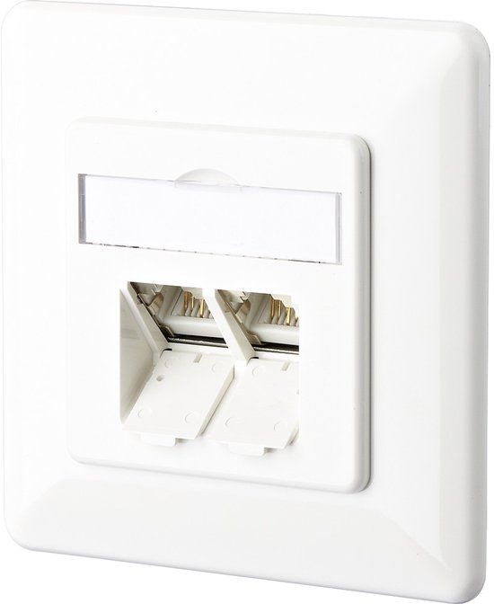 METZ CONNECT BTR E-DAT C6A UP - Verzonken wandcontactdoos - CAT 6 - RJ-45 X 2 - zuiver wit, RAL 9010