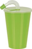 Juypal Hogar Juypal Drinkbeker met deksel en rietje - groen - kunststof - 450 ml