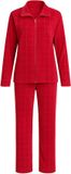 Goldenbay Pyjama Bellis Dames Lange Mouw Velours Rood Effen L