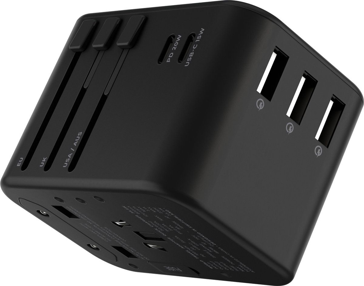 ROLLING SQUARE World Travel 5-USB Snellader 35.5W Zwart - Zwart