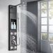 Icecat Colonne de douche hydromassante noire en acier inoxydable avec buses massantes, colonne de douche murale multifonction, panneau de douche avec étagère pour salle de bain