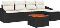 vidaXL Tuinbank - Set - 6-delig - Zwart - Polyrattan
