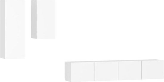 vidaXL 4-delige Tv-meubelset bewerkt hout wit