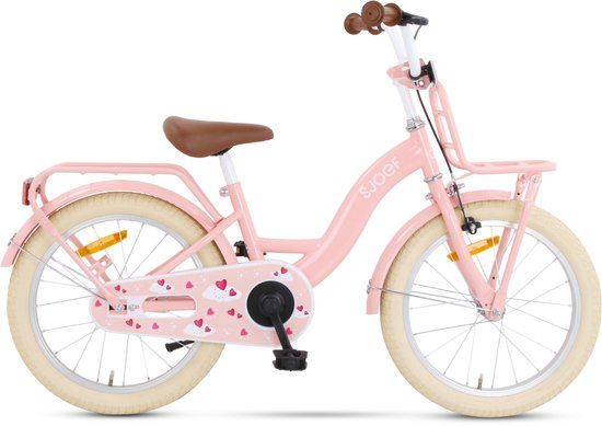 SJOEF Classic Meisjesfiets 18 inch Roze | Kinderfiets 5, 6 & 7 jaar | Kledingmaat 110-123 | Fiets 18 inch