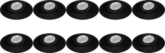 BES LED Spot Armatuur 10 Pack - GU10 Inbouwspot - Rond - Zwart - Aluminium - Trimless - Kantelbaar - Ø150mm