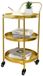 Chariot à boissons doré, en métal, sur 3 niveaux, hauteur 78 cm, équipé de roulettes