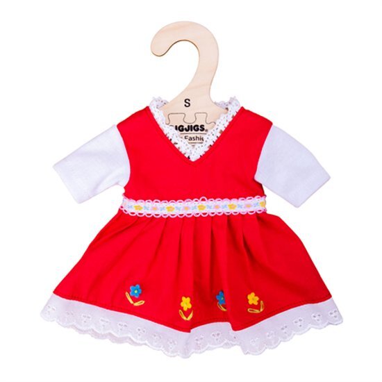 Bigjigs poppenkleding voor een pop van 25cm rode jurk