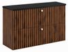 3xE living Meuble de salle de bain Suspendu sous lavabo 80 cm, 2 tiroirs, Chêne Noyer + Plateau Noir, Poignées Argentées, 80 x 44,4 x 58,6 cm