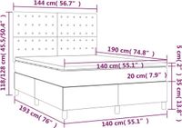 vidaXL Boxspring met matras stof crèmekleurig 140x190 cm