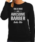 Bellatio Decorations Awesome barber - geweldige kapster / haarstylist cadeau t-shirt zwart dames - beroepen shirts / Moederdag / verjaardag cadeau M