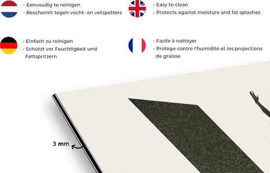 KitchenYeah Keuken Spatscherm - 120x60 cm - Vintage Design - Aluminium