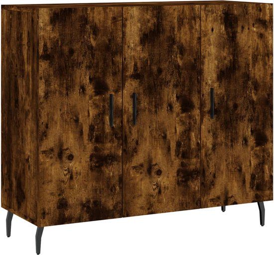 vidaXL Dressoir - 90x34x80 cm - Bewerkt Hout - Gerookt Eikenkleurig