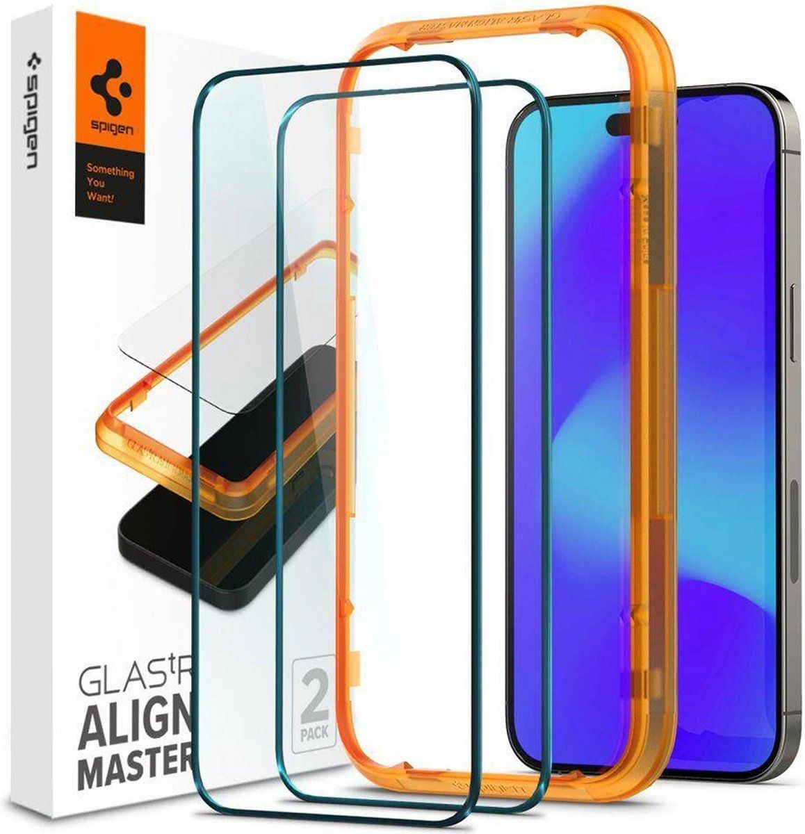 Spigen iPhone 14 Pro screenprotector - Full Cover glas - 2 Pack