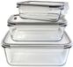 Cook Concept Vershoudbakjes met deksel - glas - set 3x stuks - 350/800/1800 ml - luchtdicht - met clips