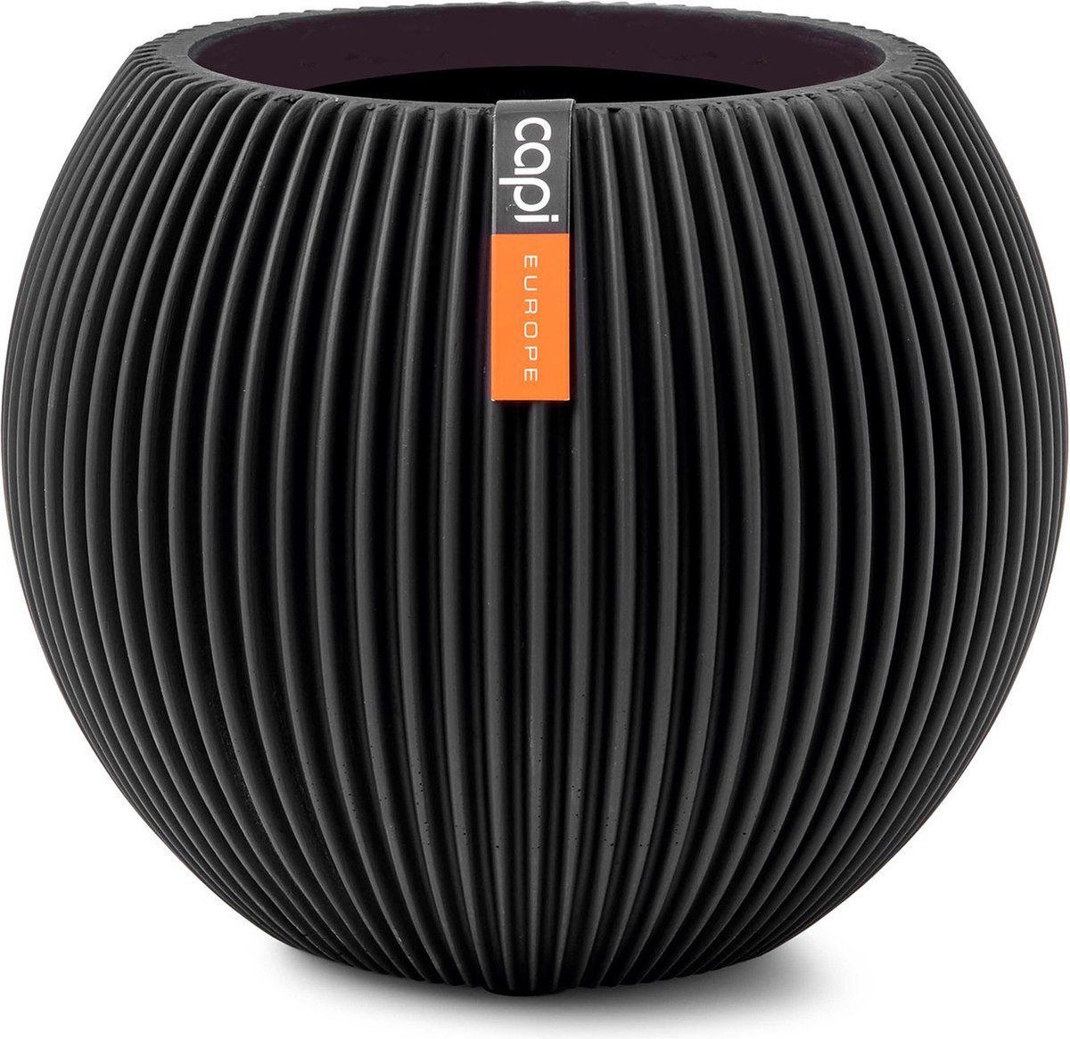Capi Europe - Vaas bol Groove - 29x26 - Zwart - Bloempot voor binnen - BGVBL104