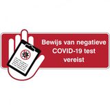 Brady waarschuwingssticker negatieve COVID-19 test vereist (30 x 10 cm)