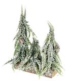 Kunstkerstboom geeist en besneeuwd op houten voet, kunstsneeuw, kleine kerstboom, tafeldecoratie, boom, kunstspar, kleine witte kerstboom, kerstdecoratie, kunstspar advent